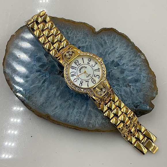 Vtg. Brand New Adrienne Club A Gold Limited Edition Watch With Crystal Accents - Picture 5 of 7
